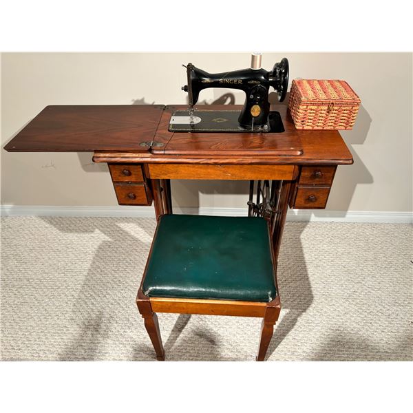 Singer Sewing Machine Table with Accessories