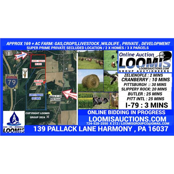 INFO ONLY : HARMONY PA: PALLACK  FARM REAL ESTATE AUCTION/ 159 PLUS ACRES