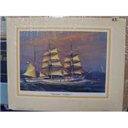 Collection of Nautical / Ship Art: matted and framed "Welcome USS Alaska: Hometown Visit" Steve Hill