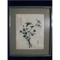 3 signed Japanese silk screened prints, boats and  birds, matted and framed (253)