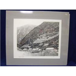 2 pcs: Byron Birdsall 38/50 BW stone litho of Treadwell mine (?) 1984 "The AJ" Juneau Goldmine; earl
