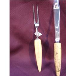Old ivory knife and fork set, scrimmed by Nuguruk (2)