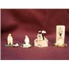 Image 1 : lot of 4 ivory carvings  - two bird rookery by Mark Seeganna, two ivory polar bears mounted on jade,