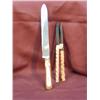 Image 1 : lot of 3 pcs, 2 letter openers, cake knife with inset scrimmed ivory whaling scene (2)