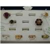 Image 6 : Entire case of jewelry including: 14 caret gold ring with diamonds, silver ring with Smokey topaz, s