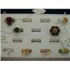 Image 7 : Entire case of jewelry including: 14 caret gold ring with diamonds, silver ring with Smokey topaz, s
