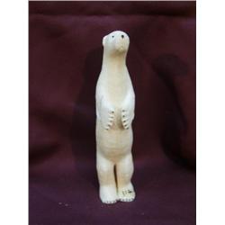 Huge 8" standing ivory polar bear by Edward Collegner From Savoonga 773- F (2)