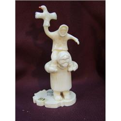 Fabulous 6.5" ivory men with bird (2)