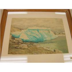 original watercolor, iceberg, image size: 12 x 16.5 Lester Shepard "Stranded Berg" retail 1800, (3)