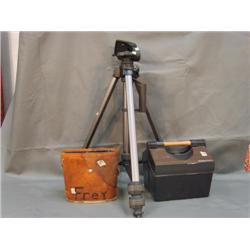 Camera trip pod, titan II QT2-550, bubble level, lot of 8-track tapes, Empire coated binocular (110)
