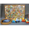 Image 2 : framed Simpson puzzle and Simpson dolls, collector's whale plate (110)