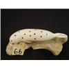Image 3 : 3.5" spotted ivory seal with inset baleen mounted on a jawbone from a baby walrus, Aningayou from Sa