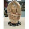 Image 1 : 13" soapstone carving on 2" base, Indian woman, pink stone, artist: Jon Deleles (3)