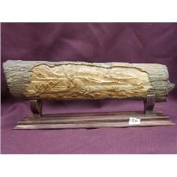 12" imported relief carved mammoth ivory carving of 3 Eskimos in a canoe harpooning moose m023 (2)