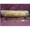 Image 1 : 12" imported relief carved mammoth ivory carving of 3 Eskimos in a canoe harpooning moose m023 (2)