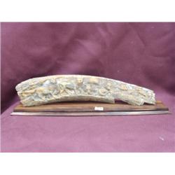 13" imported relief carved mammoth ivory of a wolf family, 7 wolves m030 (2)