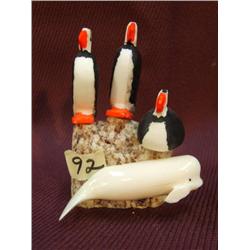 4" ivory bird rookery with beluga whale by Mark Seeganna (2)