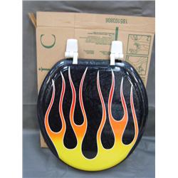 CHOICE ON 3: Hand painted toilet seats with flame designs (110)