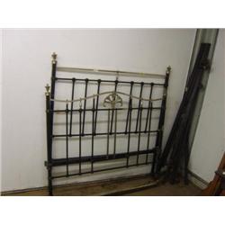 size double iron bed with ornate nickel trim, 1860's, with rails (251)