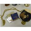Image 4 : Three antique cameras, collection of masks, asst. silk purses, glass balloon lamp, and asst. items (