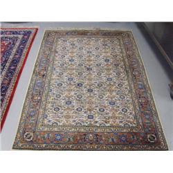 6x4 brown, white, and blue beautiful hand knotted oriental carpet (258)