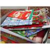 Image 3 : Four shelves of Christmas items, comic books, 7 boxes with knifes in them brand new, framed art work