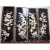 Image 1 : Lot of four oriental panels with mother of pearl flowers and dragons (259)