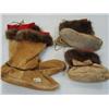 Image 1 : Lot of 3 pairs of mukluks with beaver trim and moose hide mittens (255)