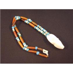 CHOICE ON 2: Carved ivory polar bear pendants mounted on old trade bead necklace (3)