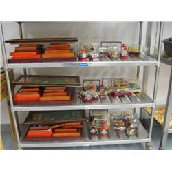 Lot of 3 shelves of nautical ships in a bottle & shadow boxes (8888)