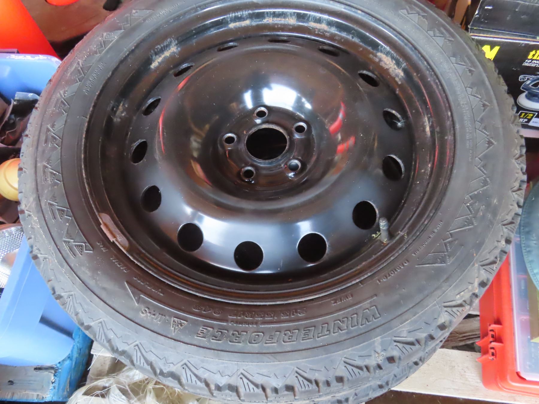 almost new Firestone winter force 215-55-R17 M+S on 5 bolt rims 2 tires ...