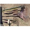 Image 1 : pitch fork , rake , chimney brush and shovel