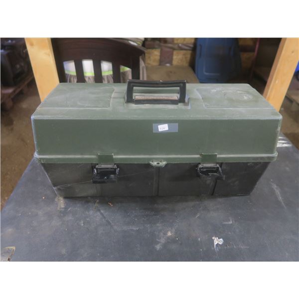 storage box with archery accessories inside