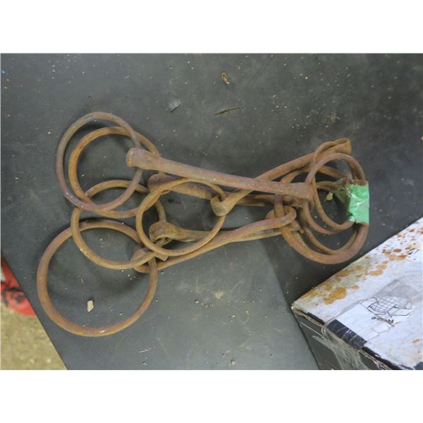 window screen lot and antique horse bits