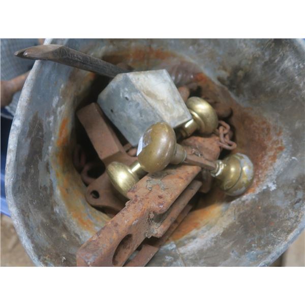 door knobs, prybar, misc. iron