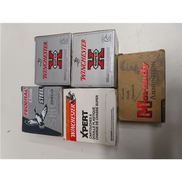 4 full boxes of shotgun ammunition . + five .270 rounds and 12 .270 rounds