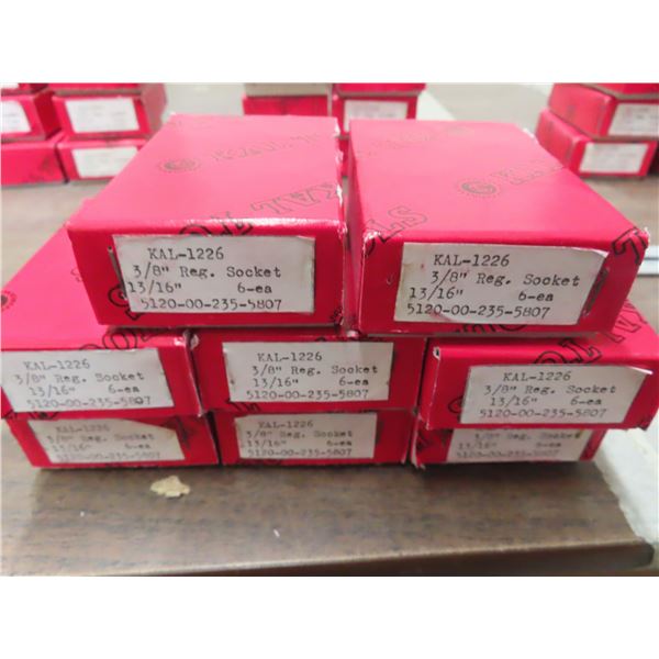 8 sets of six 3/8 or 13/16 sockets