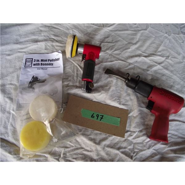 Huskey air Chisel w/one bit. Power fist 3" Mini Air Polisher w/bonnets.