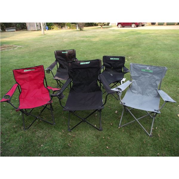 5 Folding Camp chairs, experienced at camping with a couple holes here and there.