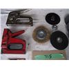 Image 2 : 2 Staplers  along with many assorted staples. Grinding & sanding discs.  1 M40-4 head gas monitor