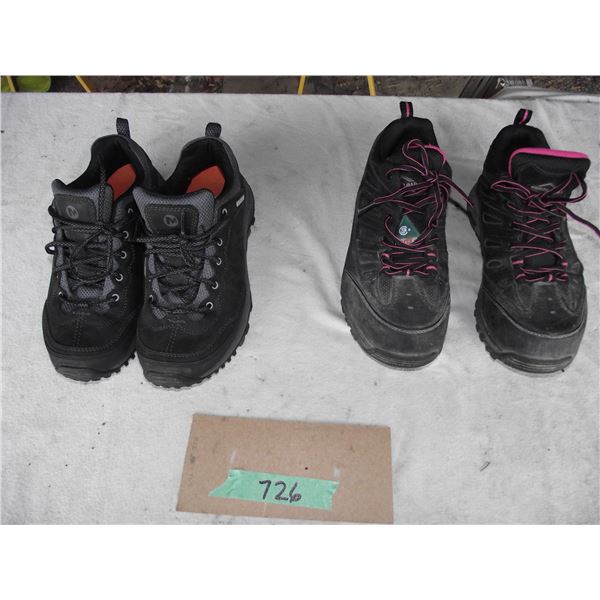 2 Pairs of ladies Shoes, 1 Merrell style size 8 (new) and 1 Work Steel Toe CSA slightly used.