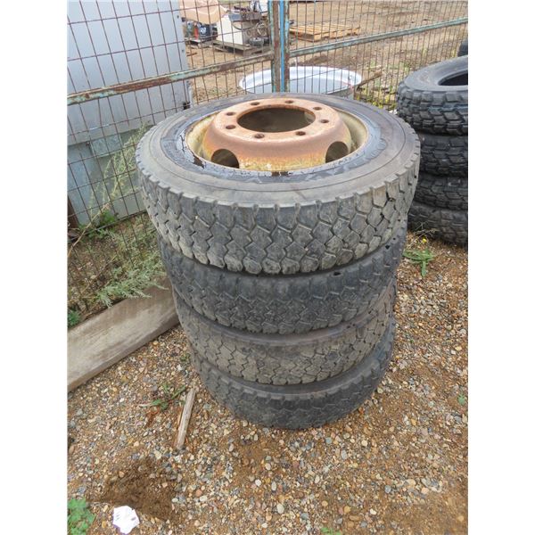 4 225/70/R19 semi tires and rims