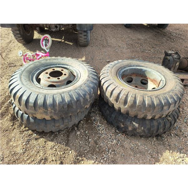set of 4 rims and tires for 6x6 army truck - Goodyear 11.00-20