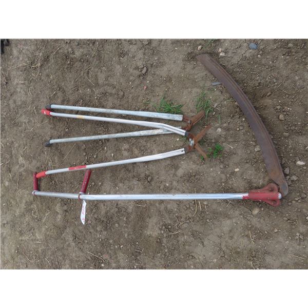 hedge clippers and scythe