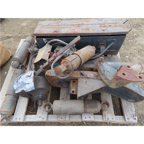 pallet of CAF shocks , auto parts , ammo crate