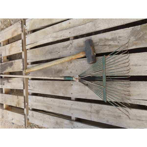 rake , sledge hammer