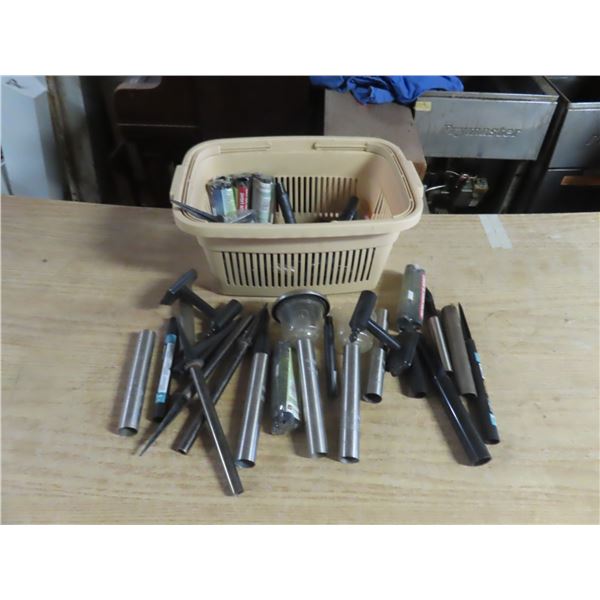 pail of solar light pegs