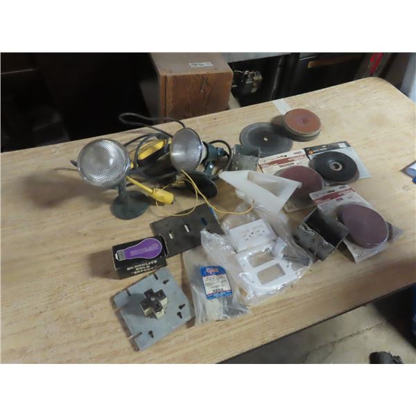 sanding discs , lights , electrical misc.