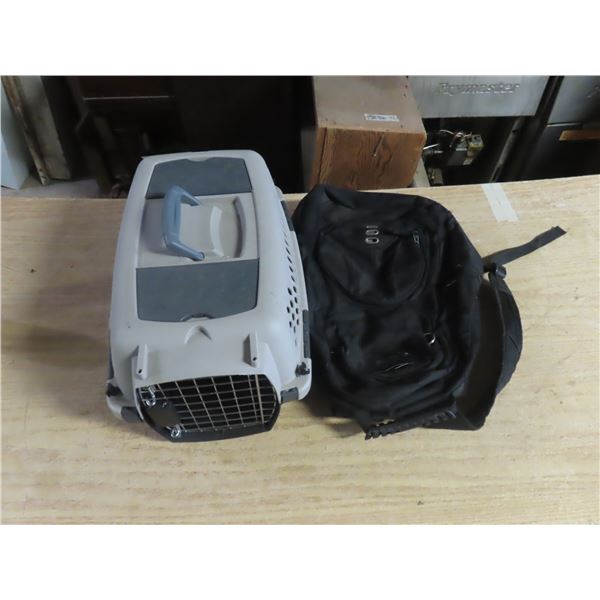 kennel and backpack