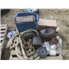 Image 2 : pallet of small tires and rope etc.